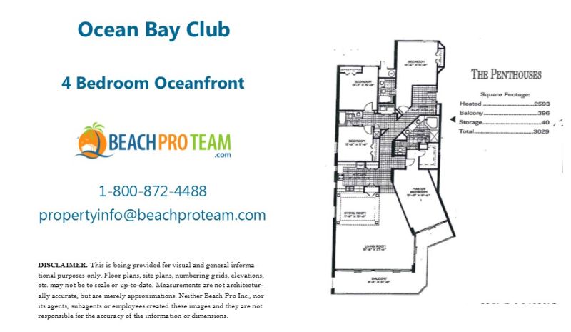 Ocean Bay Club Floor Plan - 4 Bedroom Oceanfront Penthouse